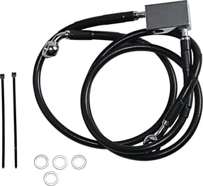 Drag Specialties Rear Brake Line Black Vinyl Coated Stainless Steel Extended 3" Brake Lines Hoses Stainless Drag Specialties