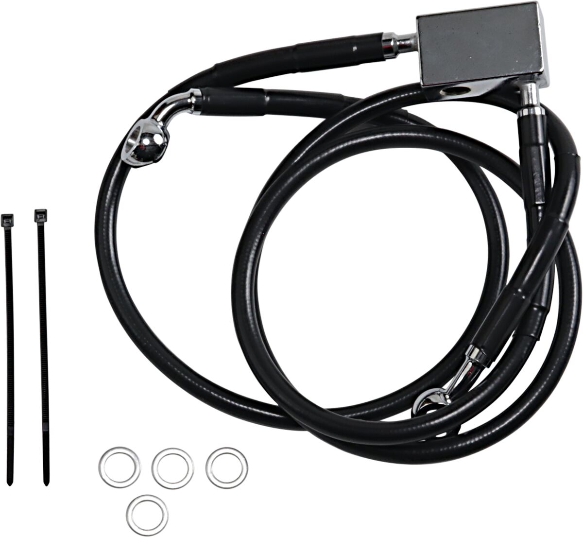 Drag Specialties Rear Brake Line Black Vinyl Coated Stainless Steel Extended 3" Brake Lines Hoses Stainless Drag Specialties