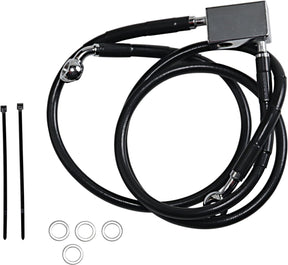 Drag Specialties Rear Brake Line Black Vinyl Coated Stainless Steel Extended 3" Brake Lines Hoses Stainless Drag Specialties