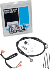 Drag Specialties Rear Brake Line Black Vinyl Coated Stainless Steel Brake Lines Hoses Stainless Drag Specialties