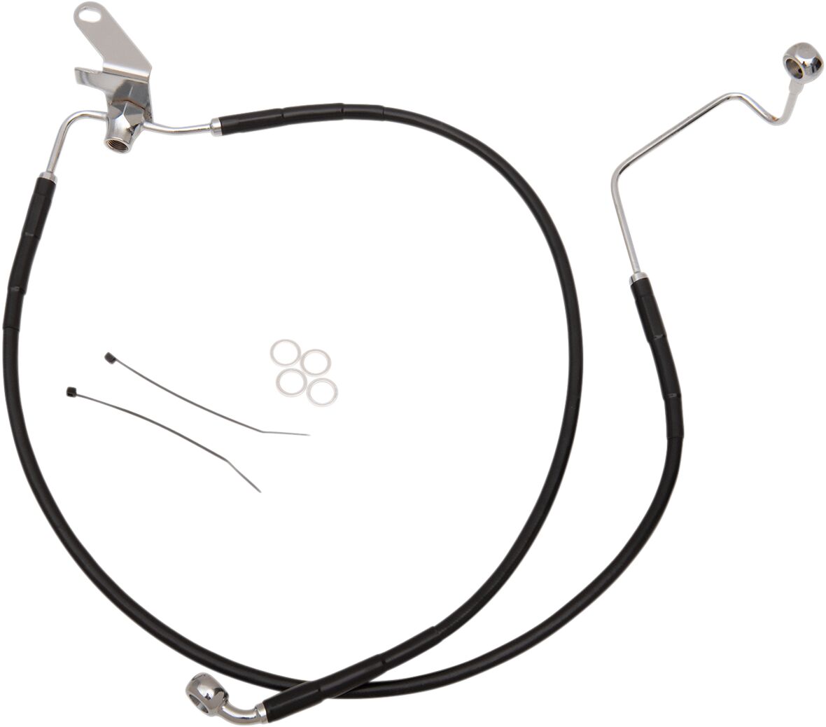 Drag Specialties Rear Brake Line Black Vinyl Coated Stainless Steel Extended 2" Brake Lines Hoses Stainless Drag Specialties