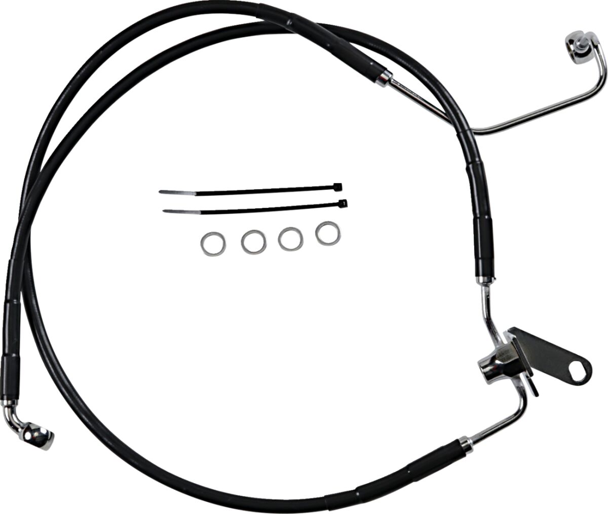 Drag Specialties Rear Brake Line Black Vinyl Coated Stainless Steel Extended 2" Brake Lines Hoses Stainless Drag Specialties