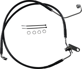 Drag Specialties Rear Brake Line Black Vinyl Coated Stainless Steel Extended 2" Brake Lines Hoses Stainless Drag Specialties