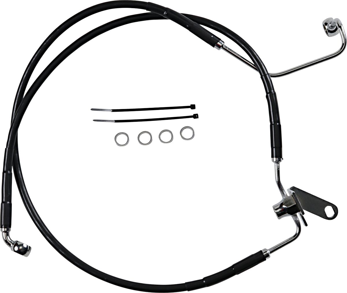 Drag Specialties Rear Brake Line Black Vinyl Coated Stainless Steel Extended 2" Brake Lines Hoses Stainless Drag Specialties