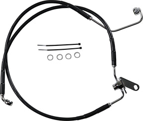 Drag Specialties Rear Brake Line Black Vinyl Coated Stainless Steel Extended 2" Brake Lines Hoses Stainless Drag Specialties