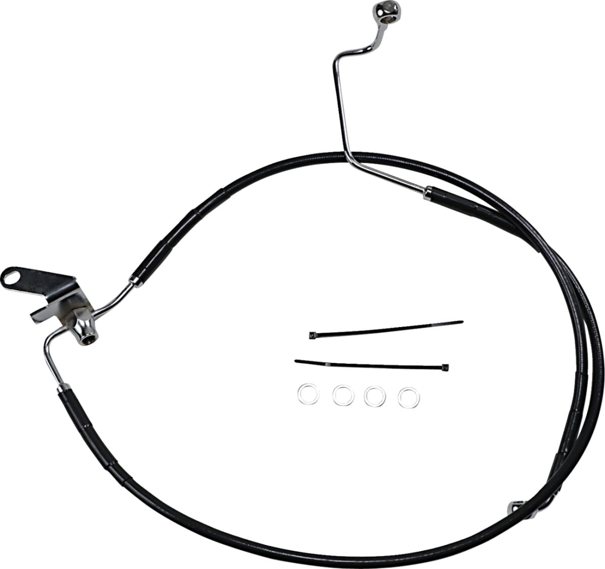 Drag Specialties Rear Brake Line Black Vinyl Coated Stainless Steel Extended 3" Brake Lines Hoses Stainless Drag Specialties