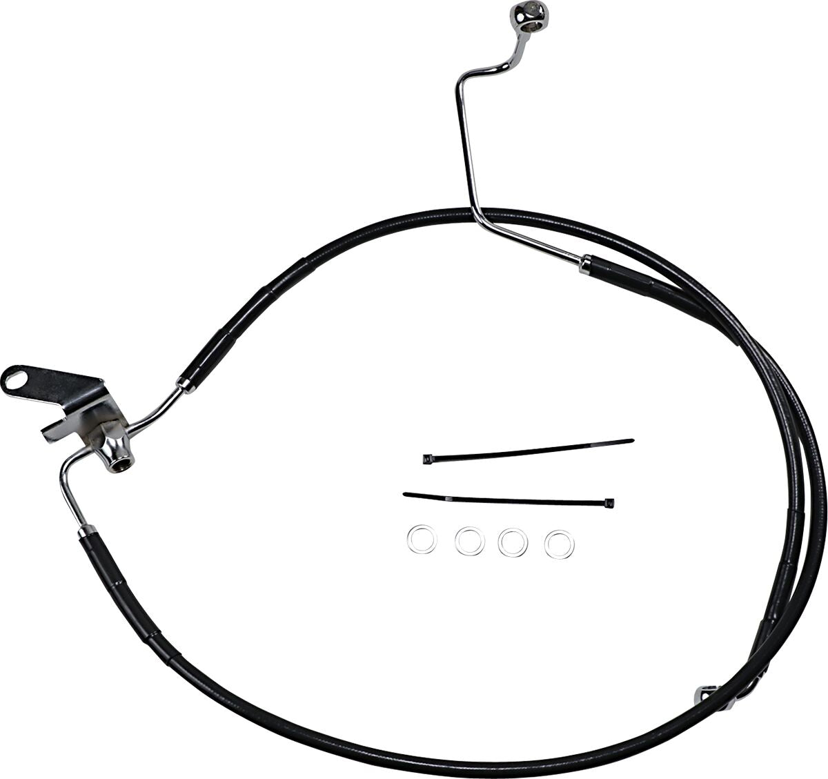 Drag Specialties Rear Brake Line Black Vinyl Coated Stainless Steel Extended 3" Brake Lines Hoses Stainless Drag Specialties