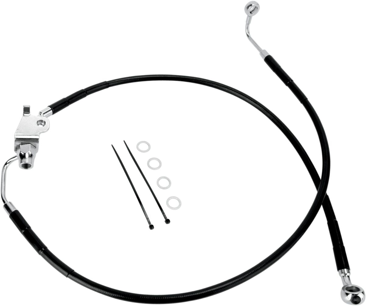 Drag Specialties Rear Brake Line Black Vinyl Coated Stainless Steel Brake Lines Hoses Stainless Drag Specialties