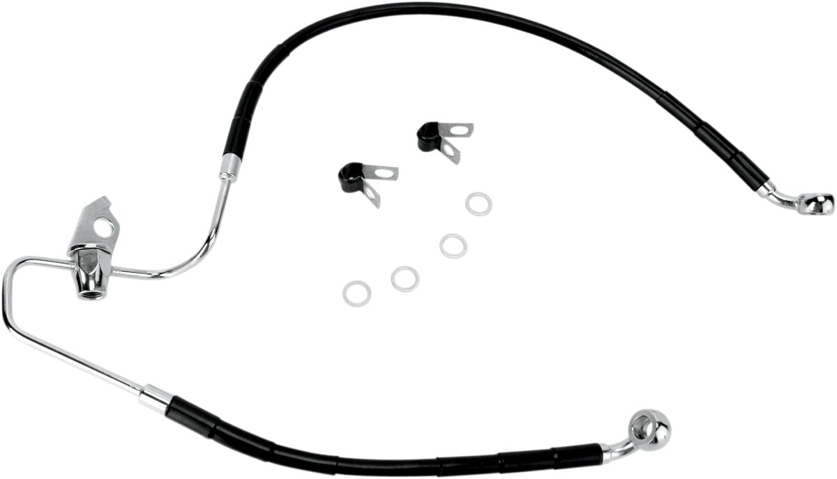 Drag Specialties Rear Brake Line Black Vinyl Coated Stainless Steel Brake Lines Hoses Stainless Drag Specialties
