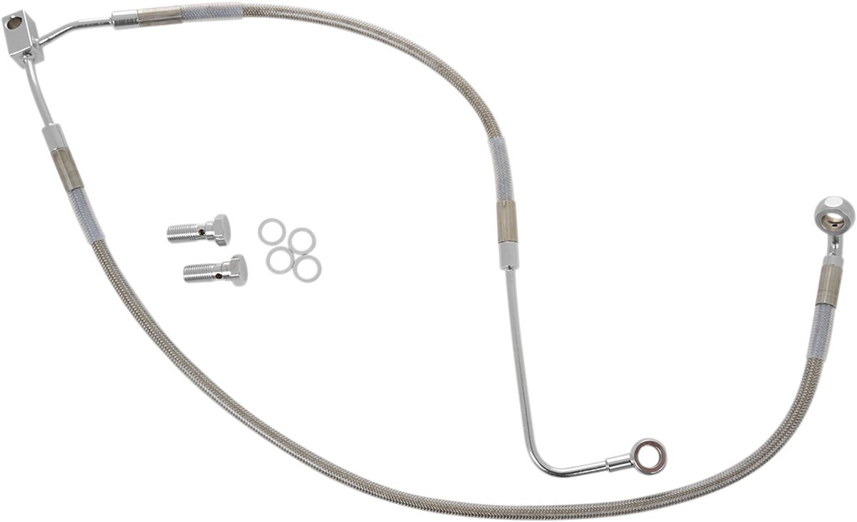 Drag Specialties Line Brk F Fxs 12 13 Ss Lw BRAKE LINES-HOSES-STAINLESS ST Drag Specialties