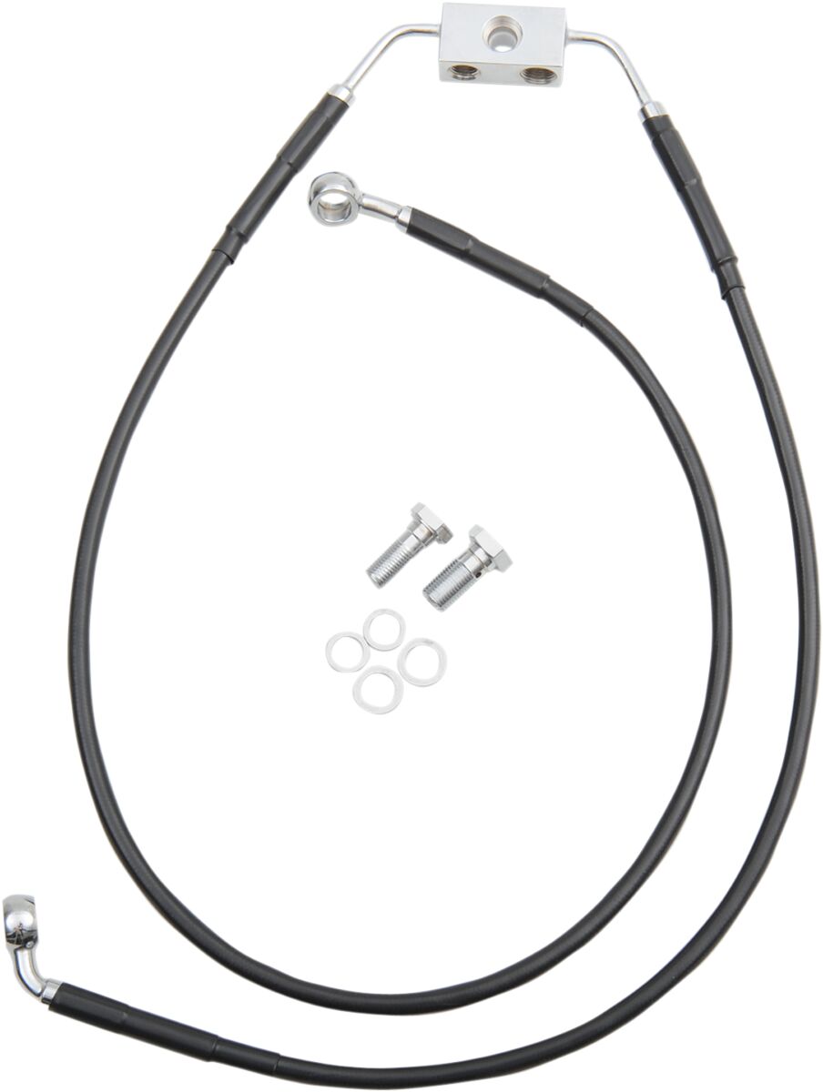 Drag Specialties Brake Line Stainess Steel Black Coated Front/Upper/Lower Extended +8" Brake Lines Hoses Stainless Drag Specialties