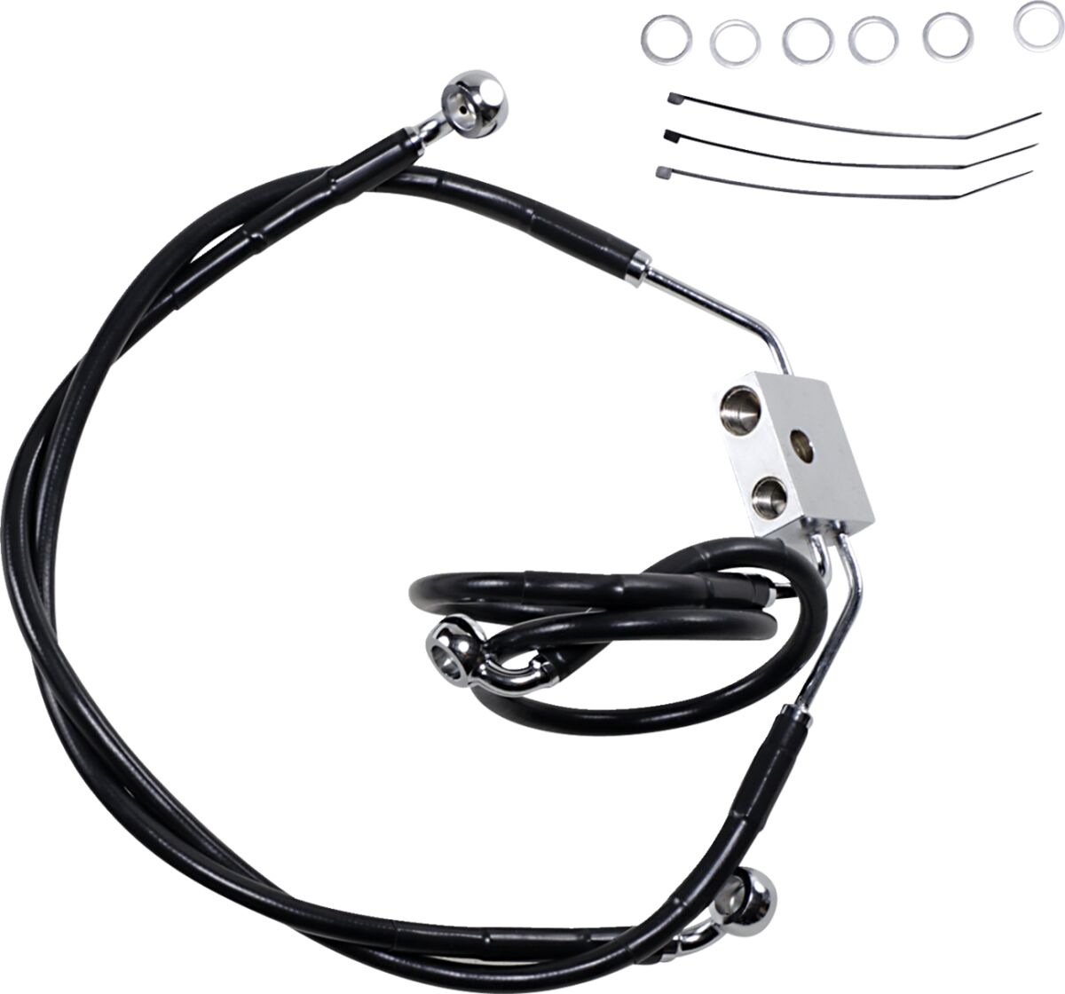 Drag Specialties Brake Line Stainess Steel Black Coated Front/Upper/Lower Extended +4" Brake Lines Hoses Stainless Drag Specialties