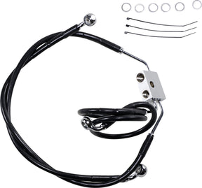 Drag Specialties Brake Line Stainess Steel Black Coated Front/Upper/Lower Extended +4" Brake Lines Hoses Stainless Drag Specialties