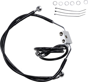 Drag Specialties Brake Line Stainess Steel Black Coated Front/Upper/Lower Extended +4" Brake Lines Hoses Stainless Drag Specialties