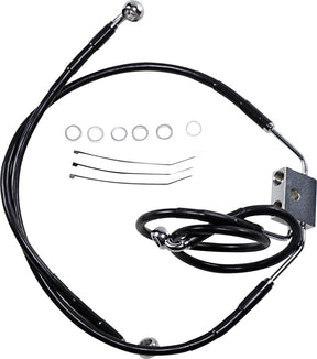 Drag Specialties Brake Line Stainess Steel Black Coated Front/Upper/Lower Extended +6" Brake Lines Hoses Stainless Drag Specialties