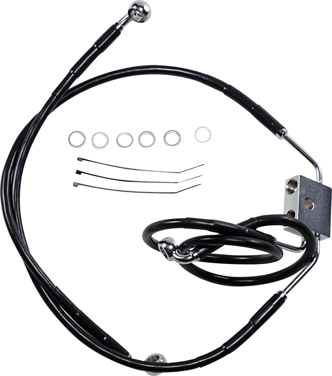 Drag Specialties Brake Line Stainess Steel Black Coated Front/Upper/Lower Extended +6" Brake Lines Hoses Stainless Drag Specialties