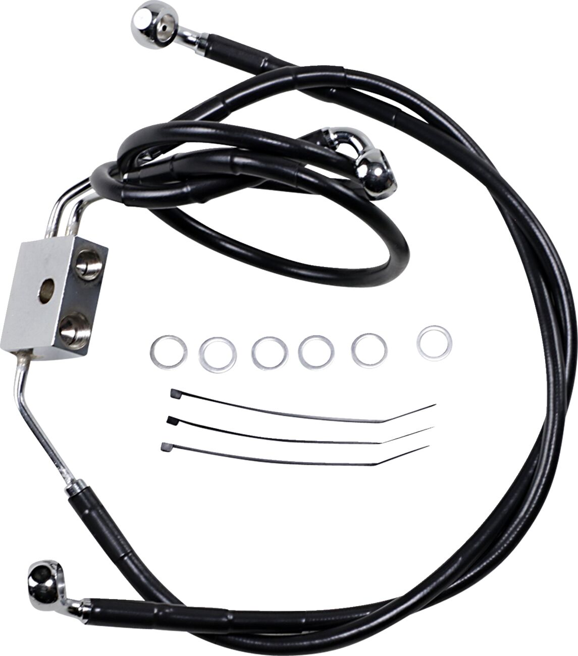 Drag Specialties Brake Line Stainess Steel Black Coated Front/Upper/Lower Extended +8" Brake Lines Hoses Stainless Drag Specialties