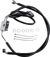 Drag Specialties Brake Line Stainess Steel Black Coated Front/Upper/Lower Extended +8" Brake Lines Hoses Stainless Drag Specialties