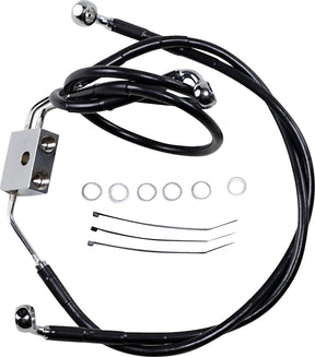 Drag Specialties Brake Line Stainess Steel Black Coated Front/Upper/Lower Extended +8" Brake Lines Hoses Stainless Drag Specialties