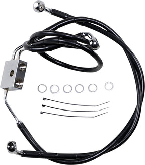 Drag Specialties Brake Line Stainess Steel Black Coated Front/Upper/Lower Extended +8" Brake Lines Hoses Stainless Drag Specialties