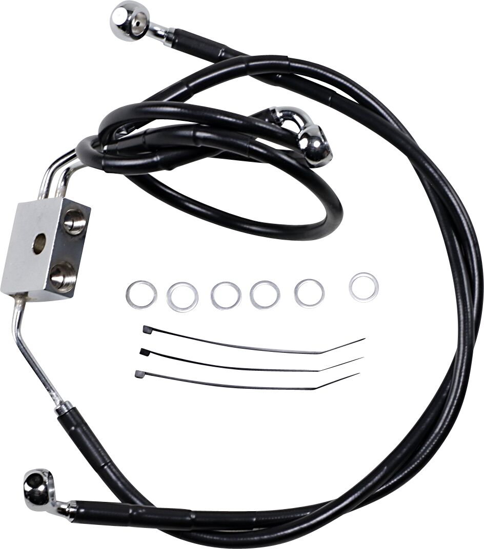 Drag Specialties Brake Line Stainess Steel Black Coated Front/Upper/Lower Extended +8" Brake Lines Hoses Stainless Drag Specialties