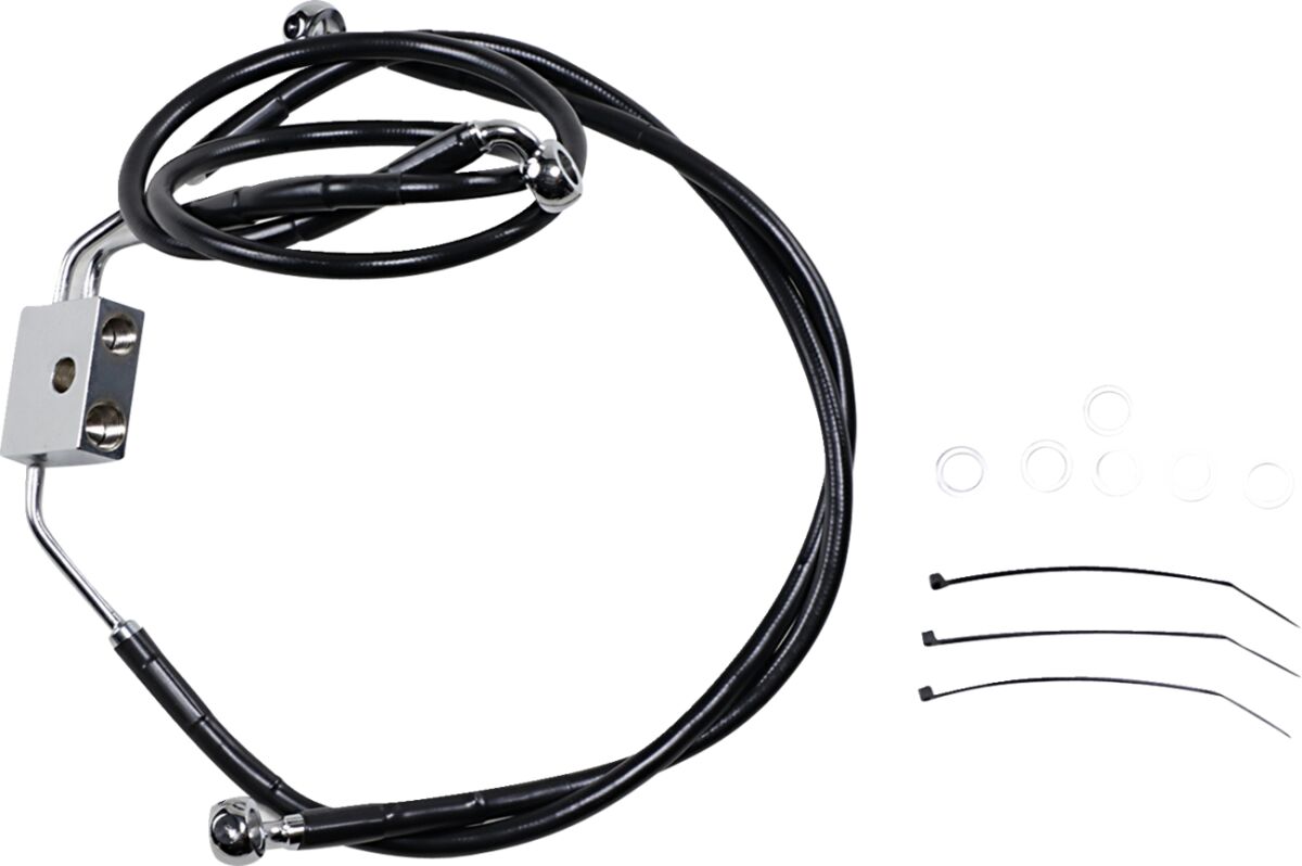 Drag Specialties Brake Line Stainess Steel Black Coated Front/Upper/Lower Extended +10" Brake Lines Hoses Stainless Drag Specialties