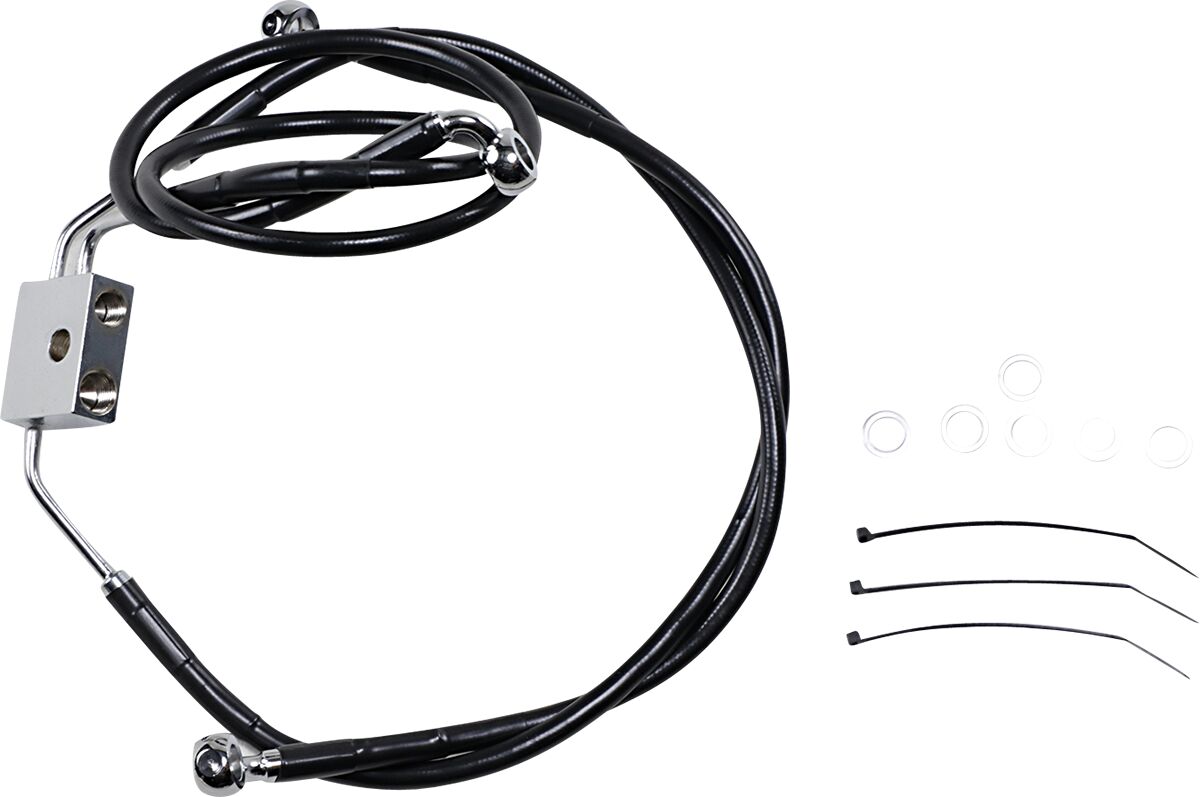 Drag Specialties Brake Line Stainess Steel Black Coated Front/Upper/Lower Extended +10" Brake Lines Hoses Stainless Drag Specialties