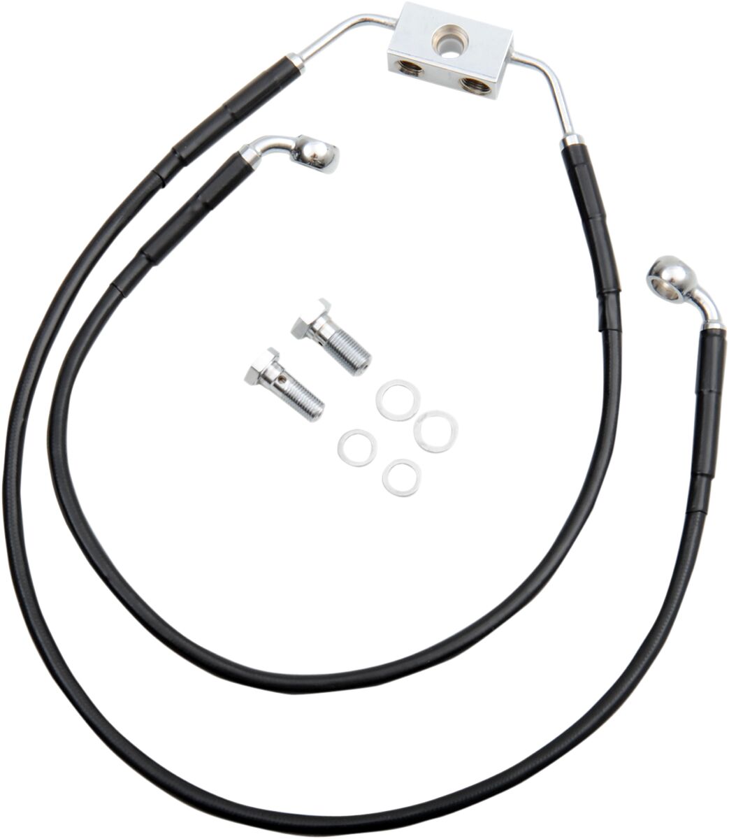 Drag Specialties Brake Line Stainess Steel Black Coated Front/Upper/Lower Extended +8" Brake Lines Hoses Stainless Drag Specialties