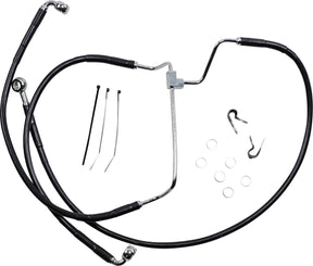 Drag Specialties Black Vinyl/Stainless Extended Length Front Brake Line Kit Brake Lines Hoses Stainless Drag Specialties