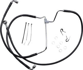 Drag Specialties Black Vinyl/Stainless Extended Length Front Brake Line Kit Brake Lines Hoses Stainless Drag Specialties