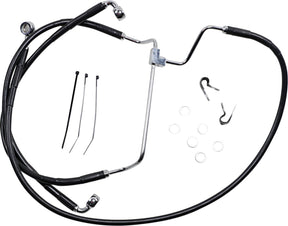 Drag Specialties Black Vinyl/Stainless Extended Length Front Brake Line Kit Brake Lines Hoses Stainless Drag Specialties