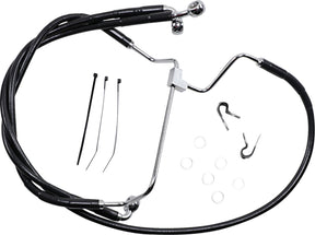 Drag Specialties Black Vinyl/Stainless Extended Length Front Brake Line Kit Brake Lines Hoses Stainless Drag Specialties