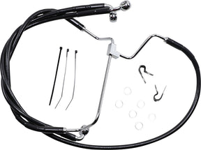 Drag Specialties Black Vinyl/Stainless Extended Length Front Brake Line Kit Brake Lines Hoses Stainless Drag Specialties