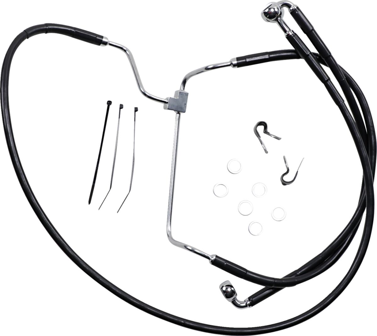 Drag Specialties Black Vinyl/Stainless Extended Length Front Brake Line Kit Brake Lines Hoses Stainless Drag Specialties