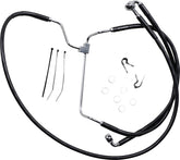 Drag Specialties Black Vinyl/Stainless Extended Length Front Brake Line Kit Brake Lines Hoses Stainless Drag Specialties
