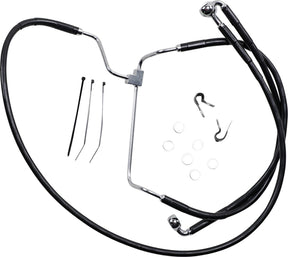 Drag Specialties Black Vinyl/Stainless Extended Length Front Brake Line Kit Brake Lines Hoses Stainless Drag Specialties
