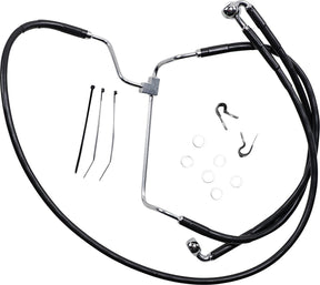Drag Specialties Black Vinyl/Stainless Extended Length Front Brake Line Kit Brake Lines Hoses Stainless Drag Specialties