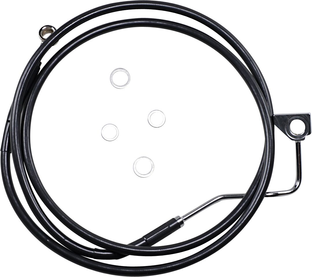 Drag Specialties Standard Length Front Black Vinyl/Stainless Steel Upper Brake Line Kit Brake Lines Hoses Stainless Drag Specialties