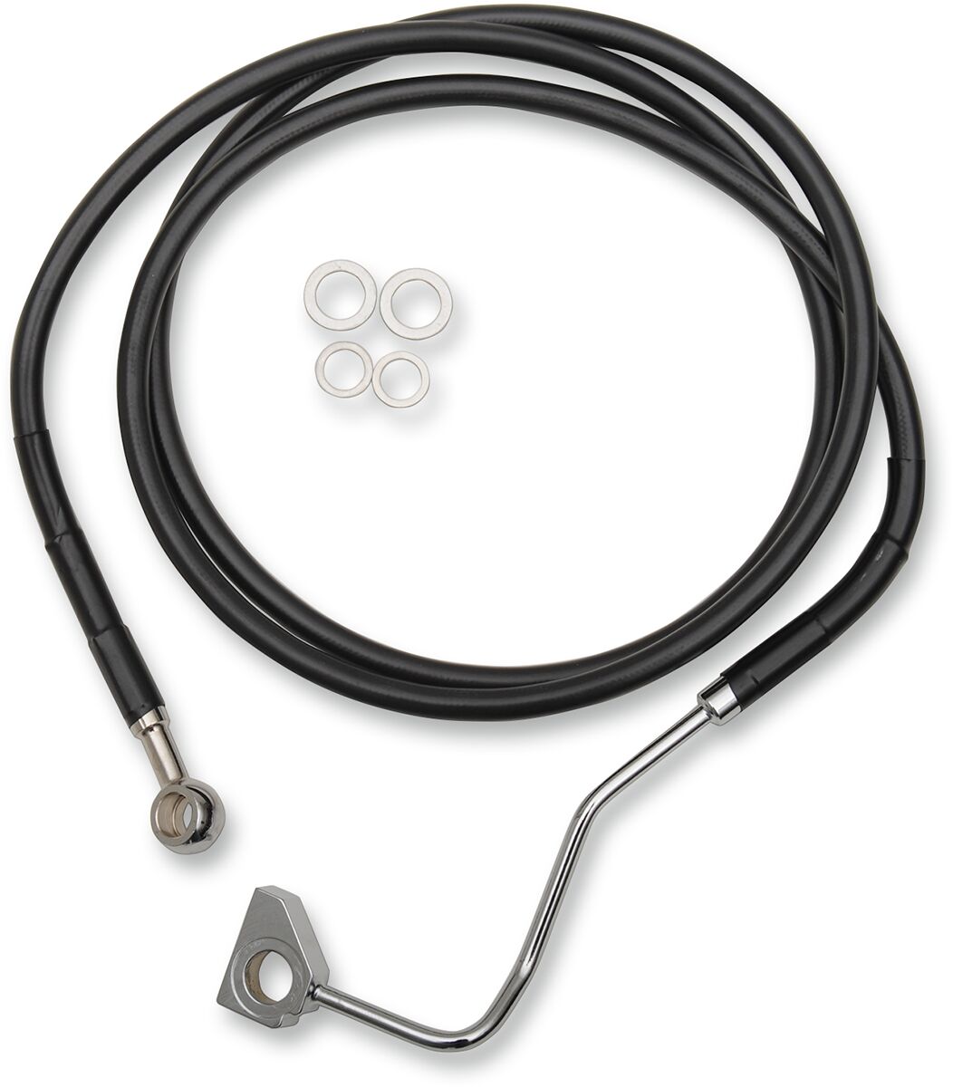 Drag Specialties Standard Length Front Black Vinyl/Stainless Steel Upper Brake Line Kit Brake Lines Hoses Stainless Drag Specialties