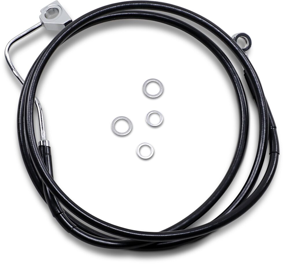 Drag Specialties Black Vinyl/Stainless Extended Length Front Brake Line Kit Brake Lines Hoses Stainless Drag Specialties