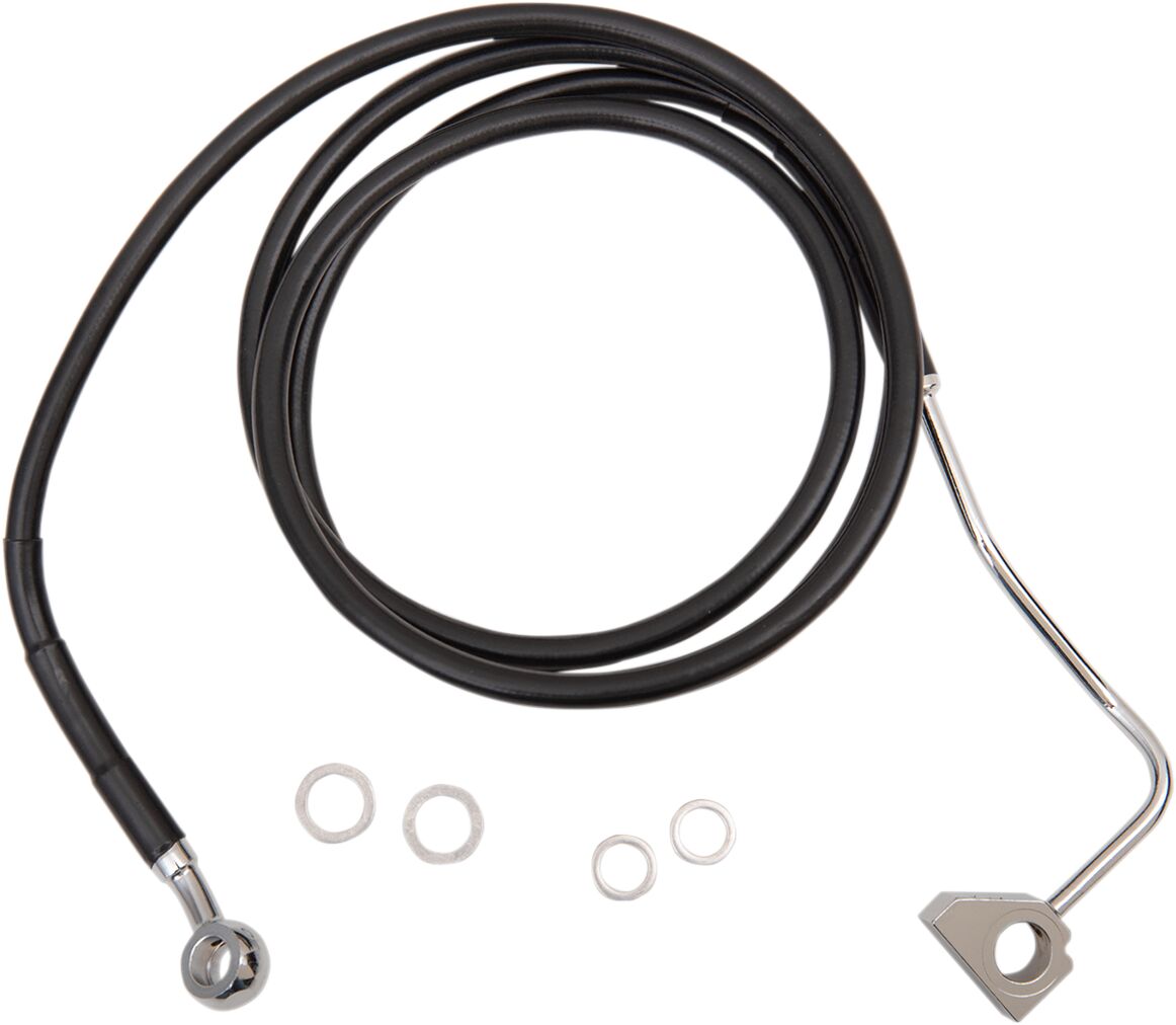 Drag Specialties Black Vinyl/Stainless Extended Length Front Brake Line Kit Brake Lines Hoses Stainless Drag Specialties