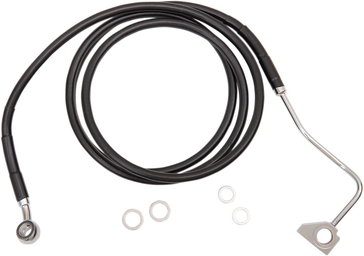 Drag Specialties Black Vinyl/Stainless Extended Length Front Brake Line Kit Brake Lines Hoses Stainless Drag Specialties