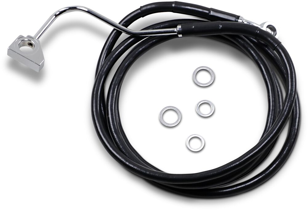 Drag Specialties Black Vinyl/Stainless Extended Length Front Brake Line Kit Brake Lines Hoses Stainless Drag Specialties