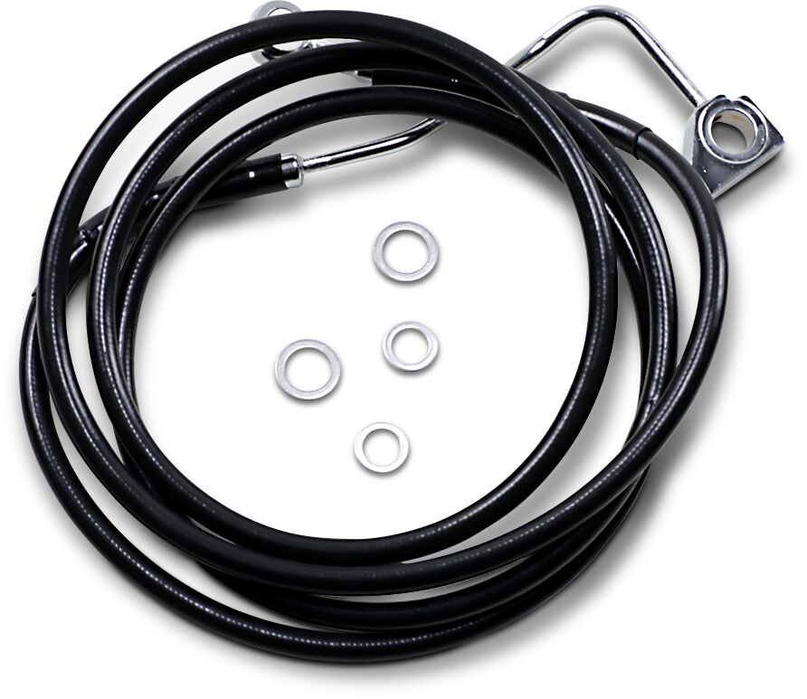 Drag Specialties Black Vinyl/Stainless Extended Length Front Brake Line Kit Brake Lines Hoses Stainless Drag Specialties