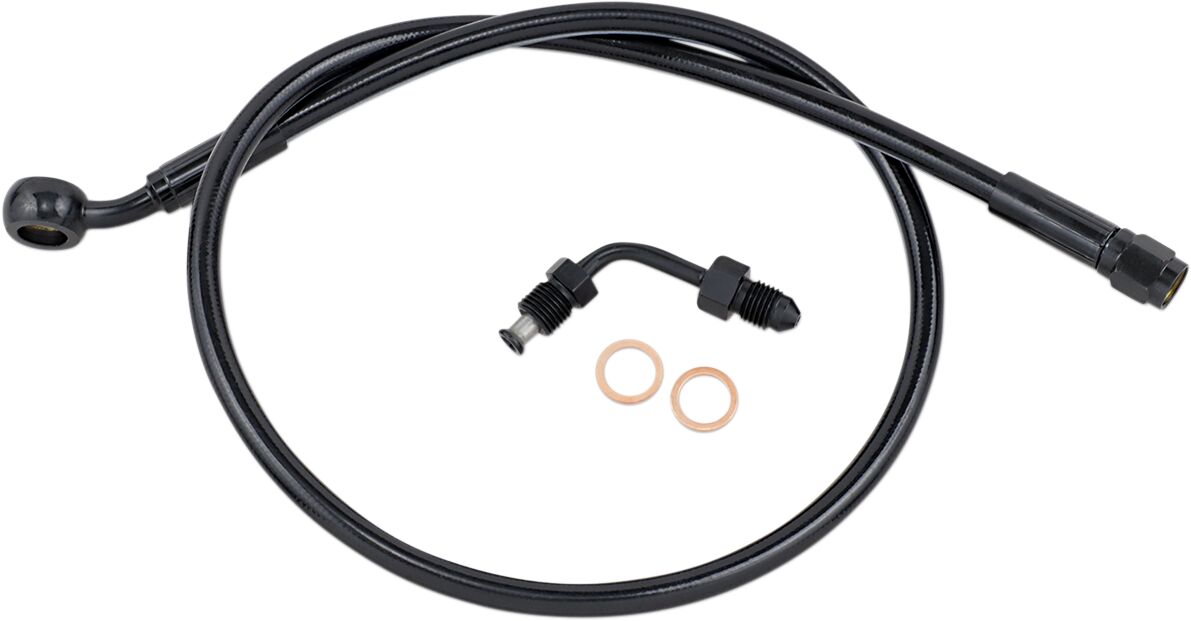 Magnum Shielding Line Brake Upr W/Adpt Blk BRAKE LINES-HOSES-STAINLESS ST Magnum Shielding