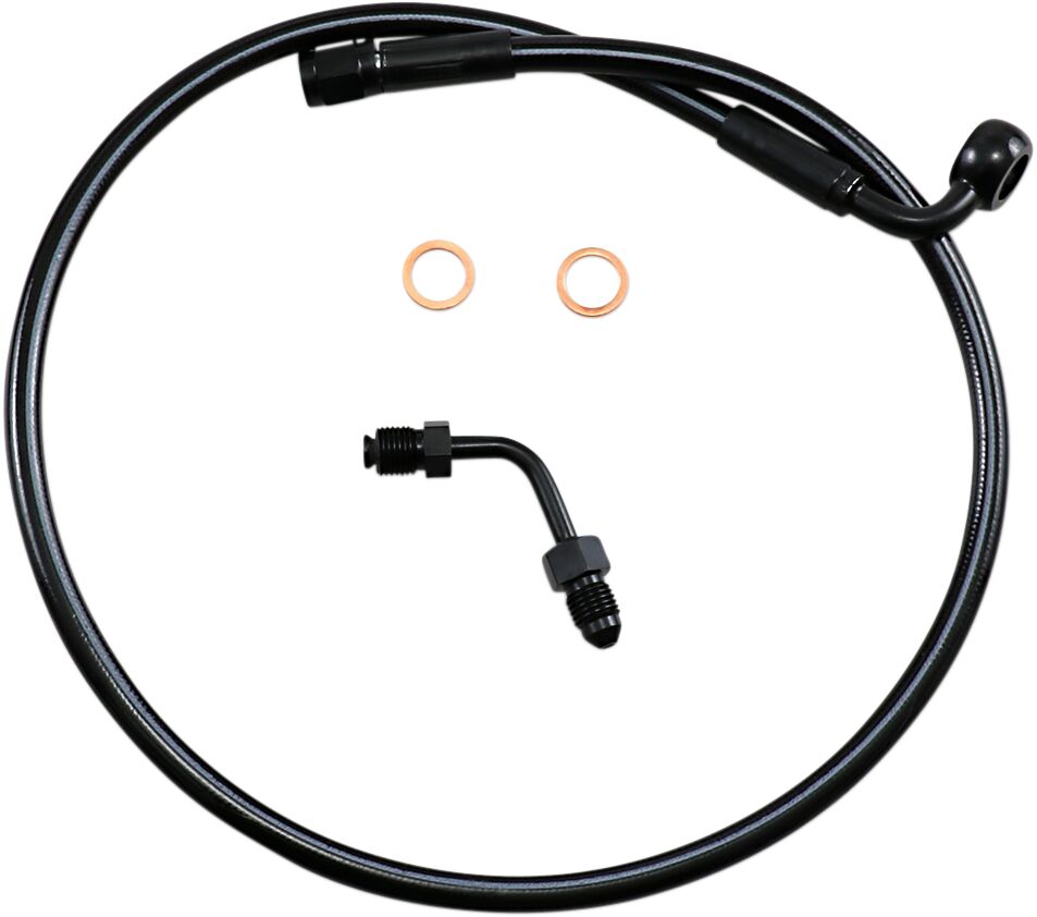 Magnum Shielding Line Brake Upr W/Adpt Blk BRAKE LINES-HOSES-STAINLESS ST Magnum Shielding