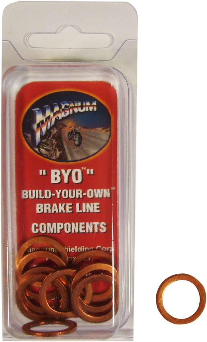 Magnum Shielding Washer Copper 12 Mm 10 Pk BRAKE LINE HARDWARE Magnum Shielding