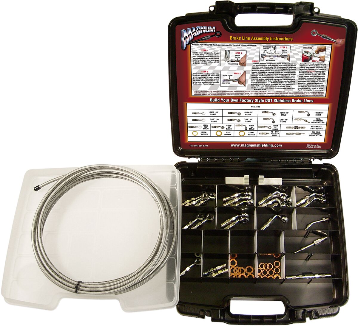 Magnum Shielding Byo Brake Kit Deluxe Chr BRAKE LINE HARDWARE Magnum Shielding