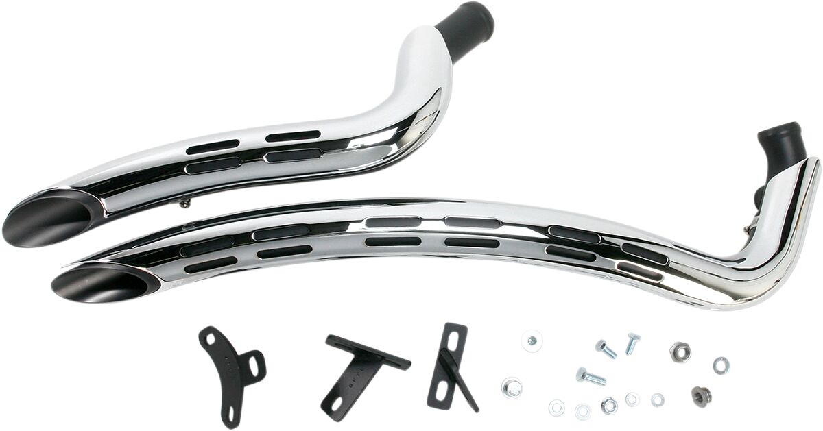 Bassani Xhaust Sweepers Radius Exhaust System With Holes, Chrome Softail & Dyna Full Exhaust System Bassani Xhaust