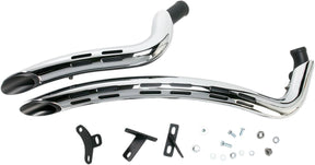 Bassani Xhaust Sweepers Radius Exhaust System With Holes, Chrome Softail & Dyna Full Exhaust System Bassani Xhaust